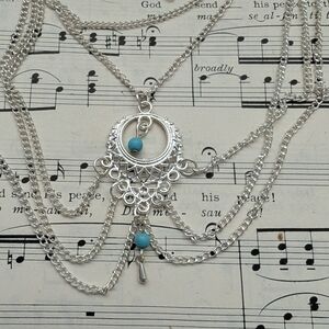 Elegant Silver and Turquoise Layered Ankle Bracelet